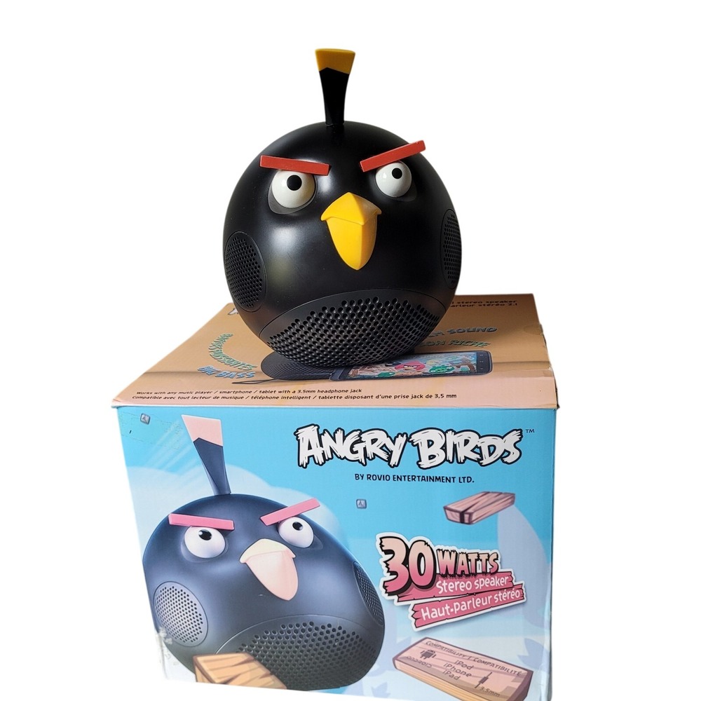 Gear4 Angry Birds Speaker Bomb Black Bird 30W Stereo Retro Tech Collectible